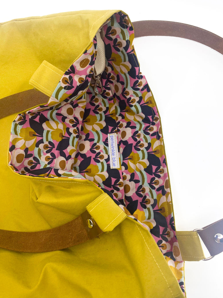 Tote.soft yellow.inside.periwinkle blue.9.2