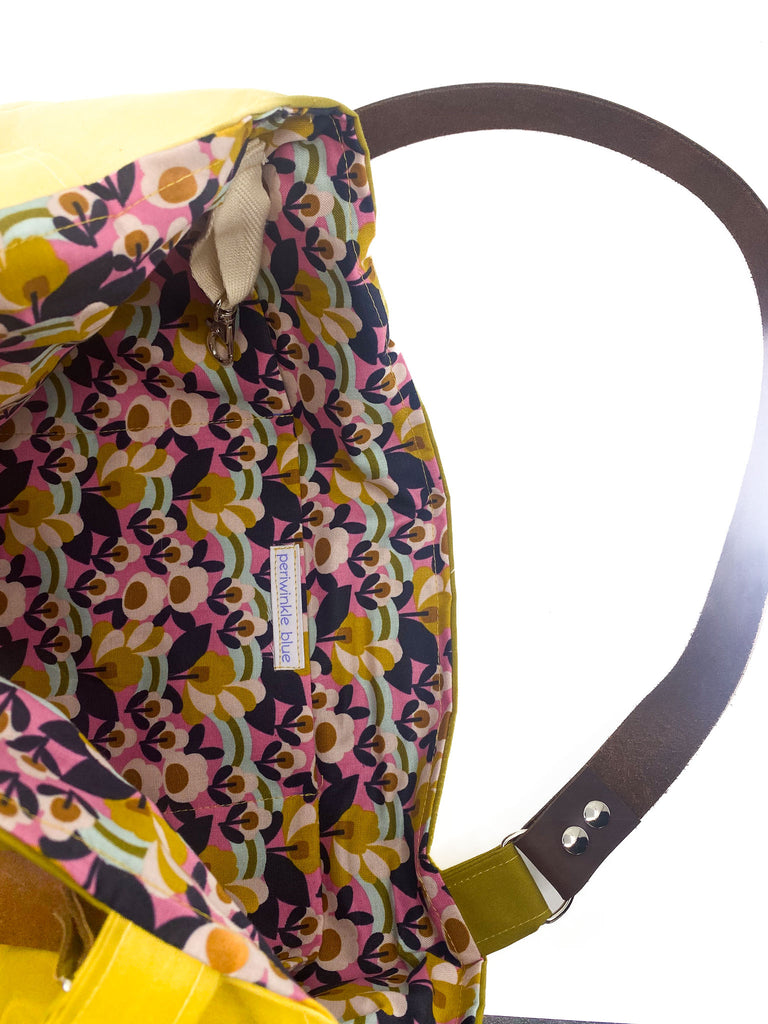 Tote.soft yellow.inside.periwinkle blue.9.2
